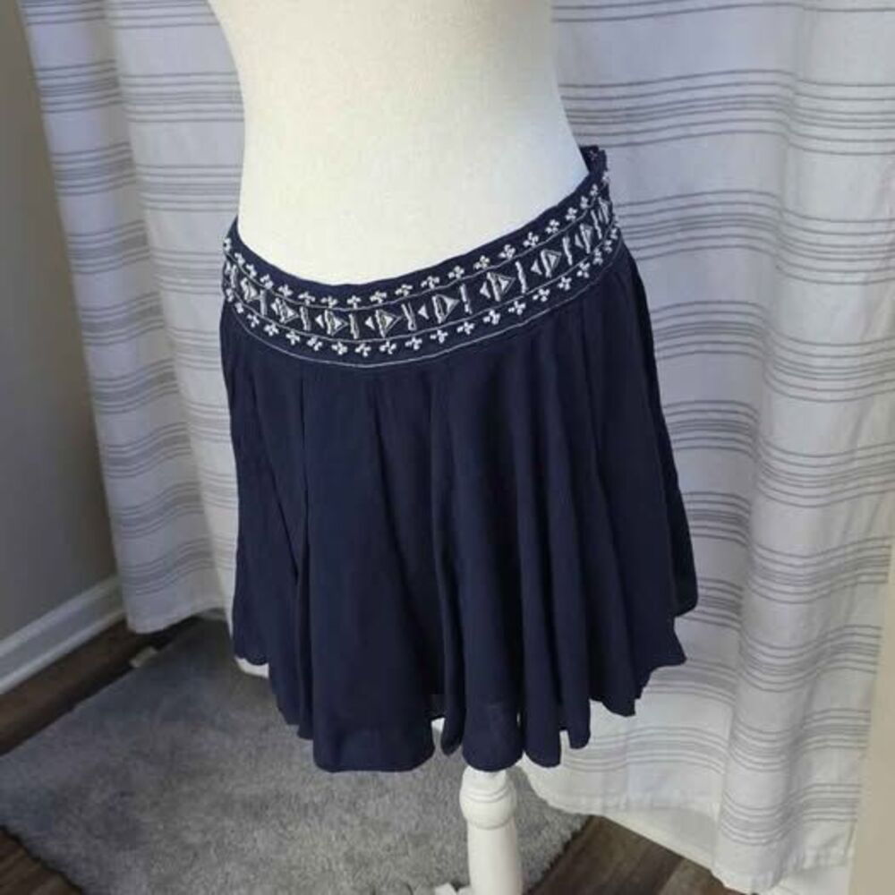 Alia Navy Blue Beaded Mini Skirt Size Medium